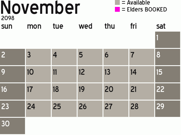 Missionary Dinner Calendar