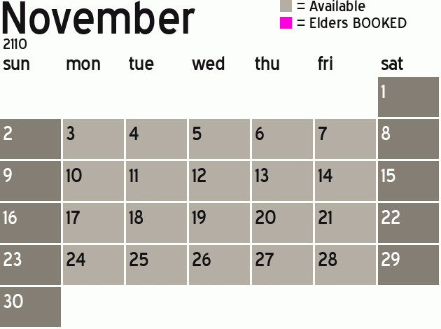 Missionary Dinner Calendar
