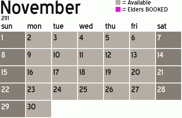 Missionary Dinner Calendar