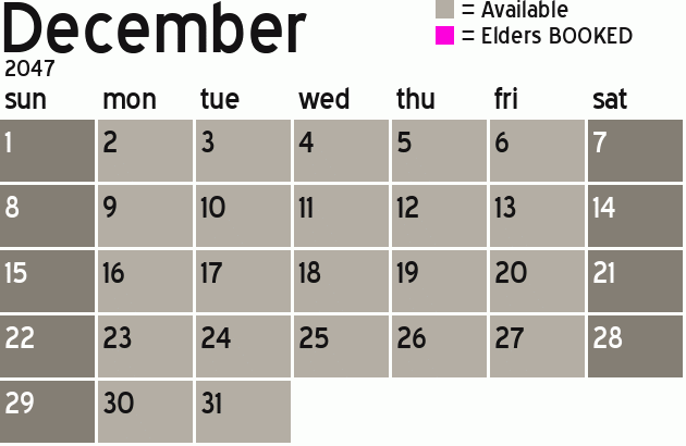 Missionary Dinner Calendar