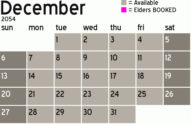 Missionary Dinner Calendar