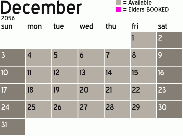 Missionary Dinner Calendar