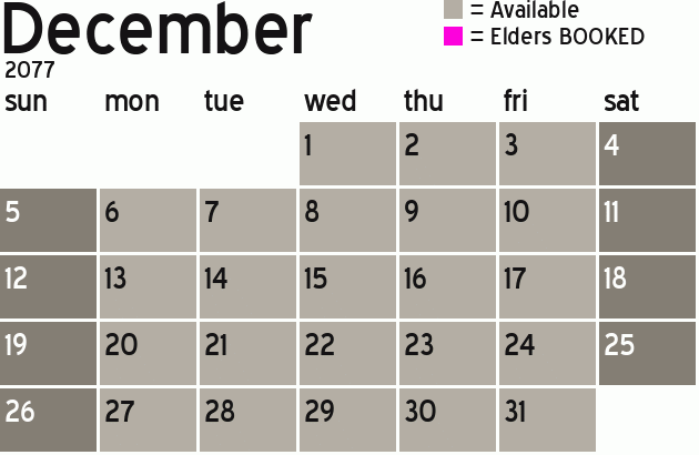Missionary Dinner Calendar