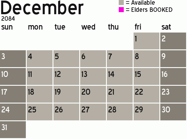 Missionary Dinner Calendar