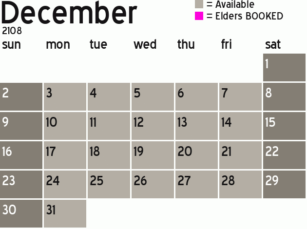 Missionary Dinner Calendar